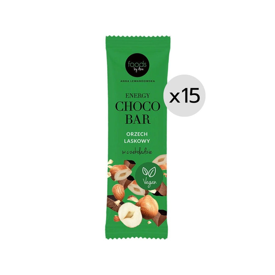 15x Foods by Ann Energy Choco Bar Hazelnut in chocolate 35g - Foods by Ann - Vesa Beauty