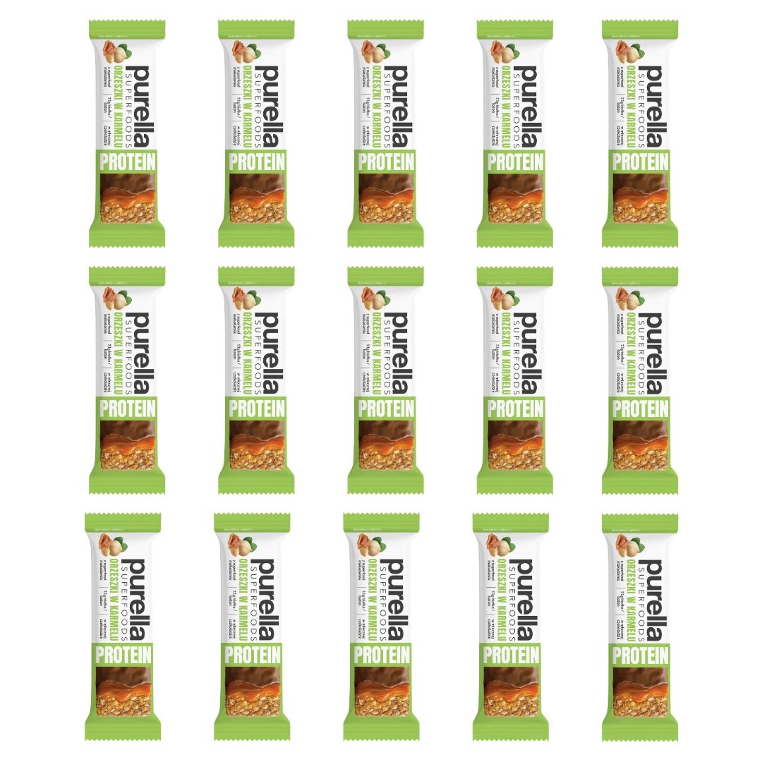 15x Purella SuperFoods Protein Bar - Nuts in Caramel 45g - Purella Superfoods - Vesa Beauty