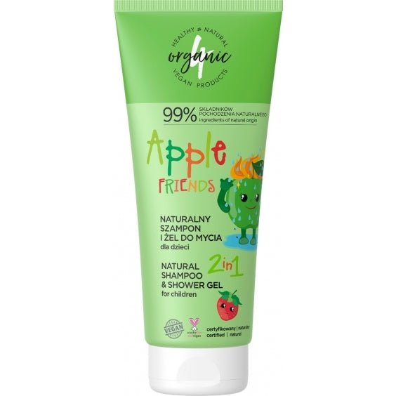 4Organic Shampoo & Shower Gel 2in1 APPLE Friends 3+ 200ml - 4Organic - Vesa Beauty