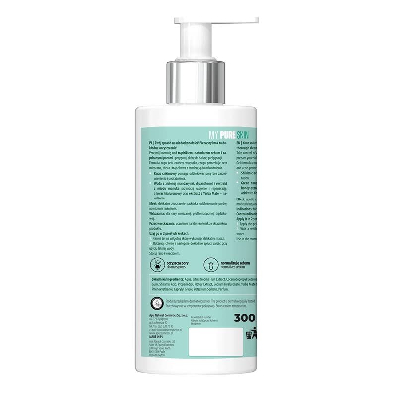 APIS MY PURE SKIN Normalizing Face Cleansing Gel 300ml - APIS - Vesa Beauty