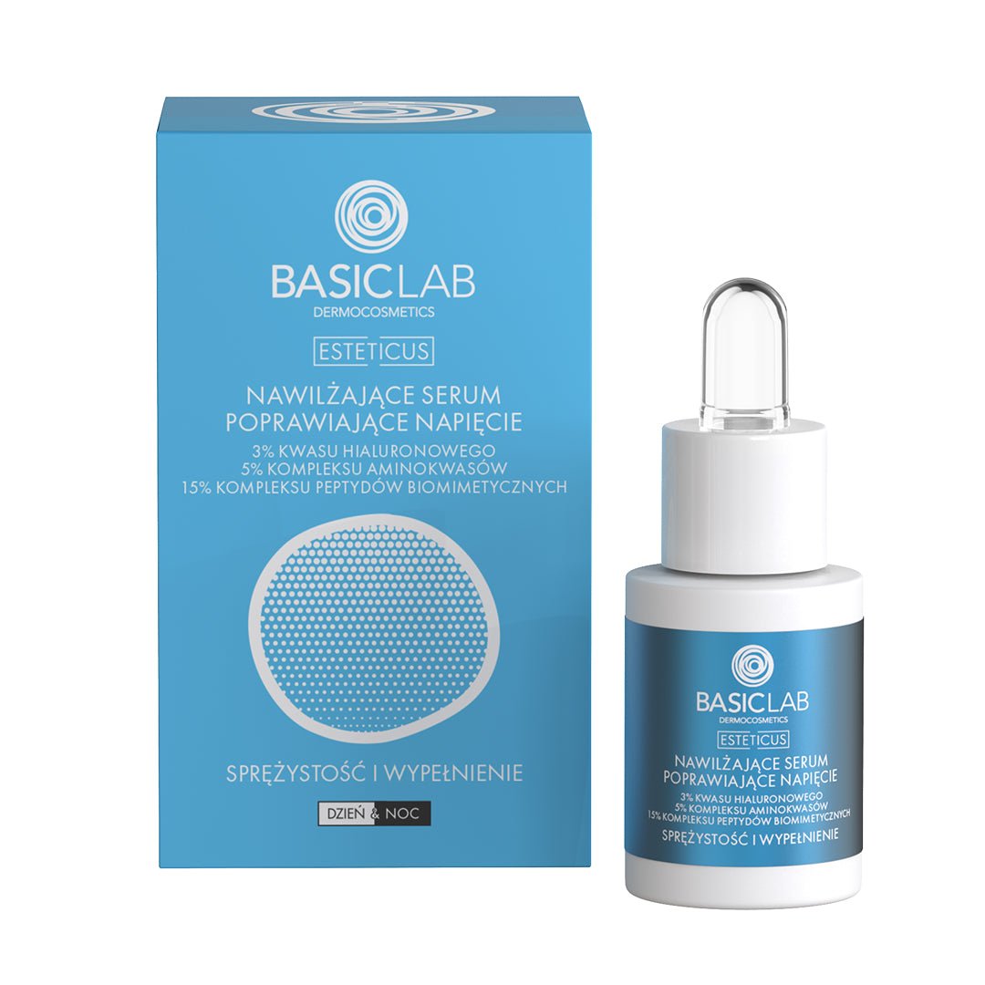 BasicLab Moisturizing Serum Improving Tightness with 3% Hyaluronic Acid, 5% Amino Acid Complex & 15% Biomimetic Peptide Complex 15ml - BasicLab - Vesa Beauty