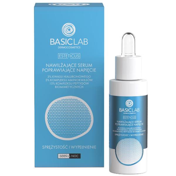 BasicLab Moisturizing Serum Improving Tightness with 3% Hyaluronic Acid, 5% Amino Acid Complex & 15% Biomimetic Peptide Complex 30ml - BasicLab - Vesa Beauty