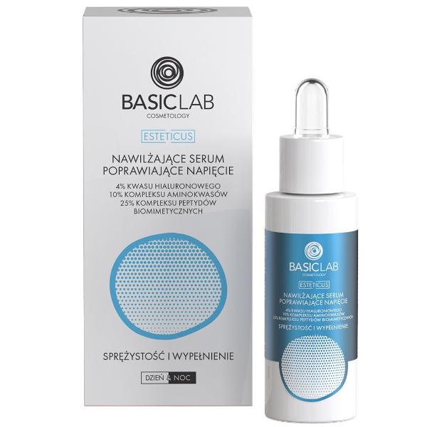 BasicLab Moisturizing Serum Improving Tightness with 4% Hyaluronic Acid, 10% Amino Acid Complex & 25% Biomimetic Peptide Complex 30ml - BasicLab - Vesa Beauty