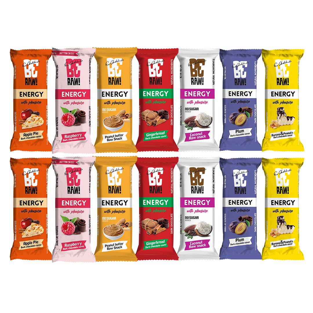 Be Raw ENERGY Bar Set: 7 flavors x 2 pieces - Be Raw - Vesa Beauty