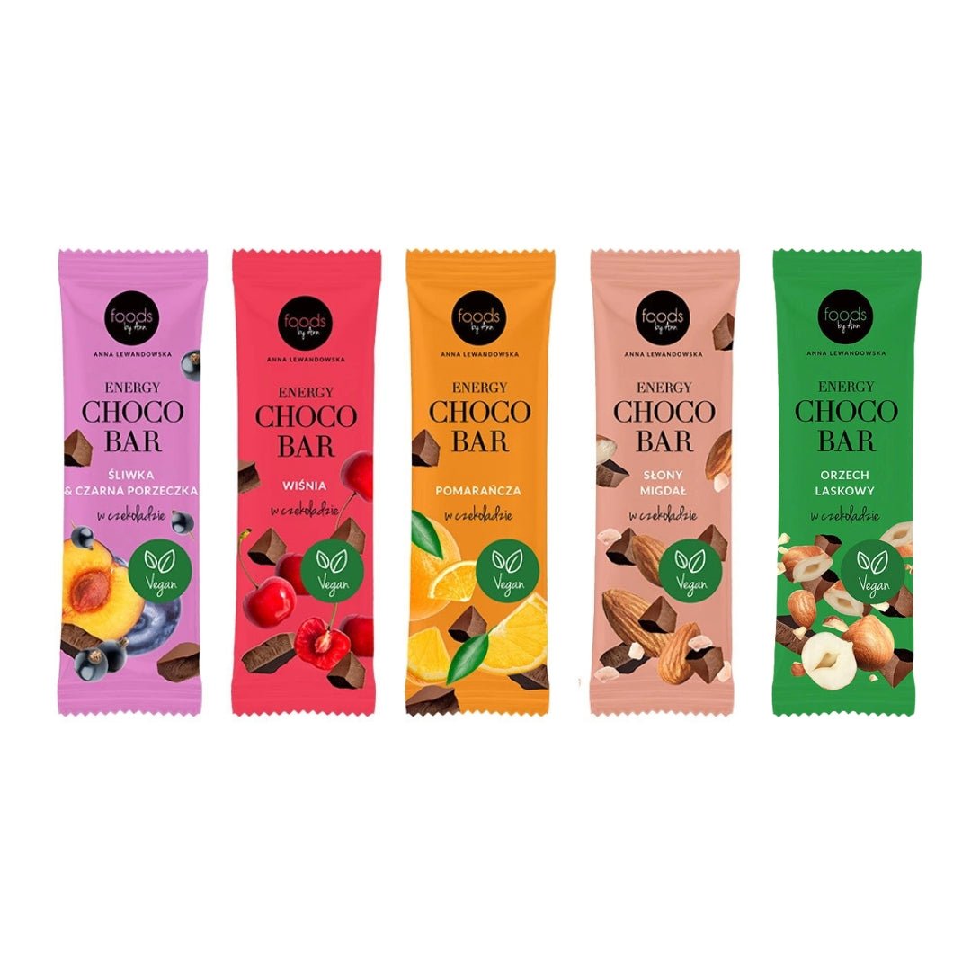 Foods by Ann Set of 5 Energy Choco Bar Mix (Orange, Cherry, Hazelnut, Plum, Almond) - Foods by Ann - Vesa Beauty