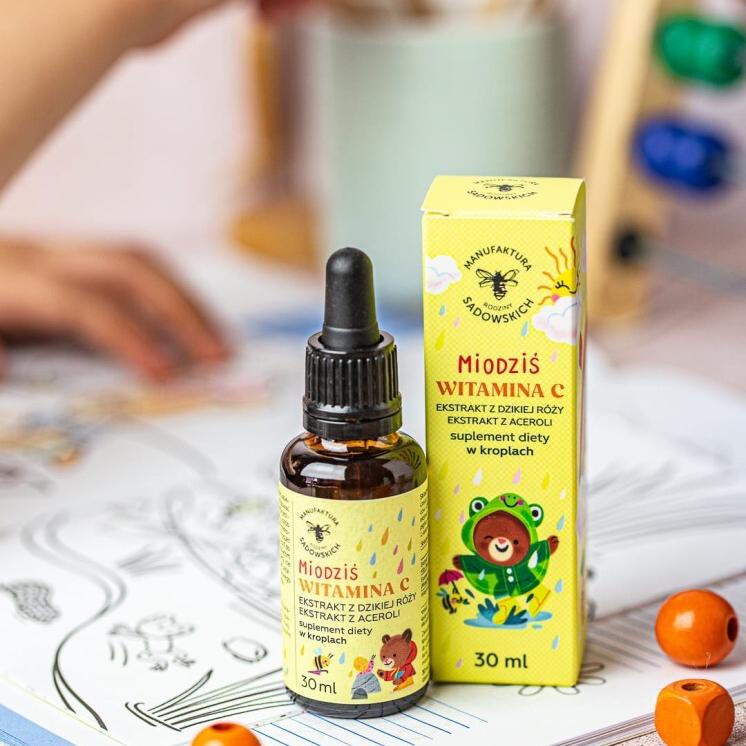 Sadowski Bee Gardens Drops Vitamin C for Kids - Honey Bear 30ml - Pasieki Sadowskich - Vesa Beauty