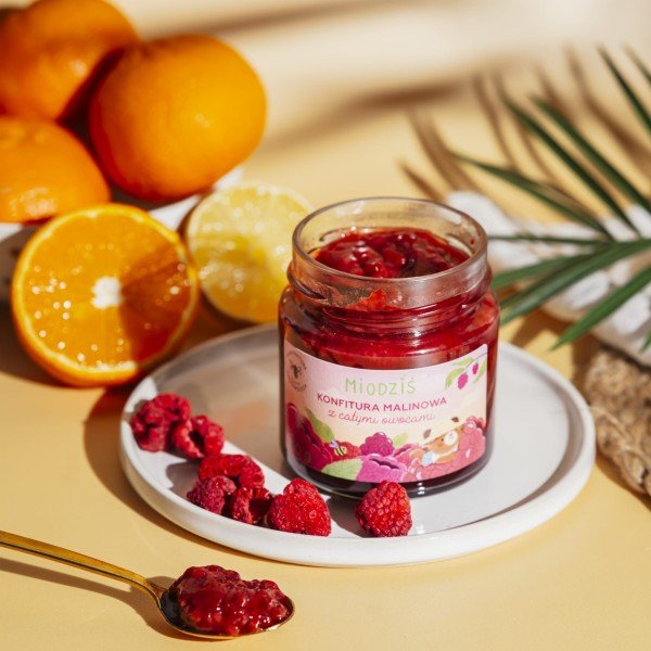 Sadowski Bee Gardens Raspberry jam with whole fruit - Honey bear 210g - Pasieki Sadowskich - Vesa Beauty