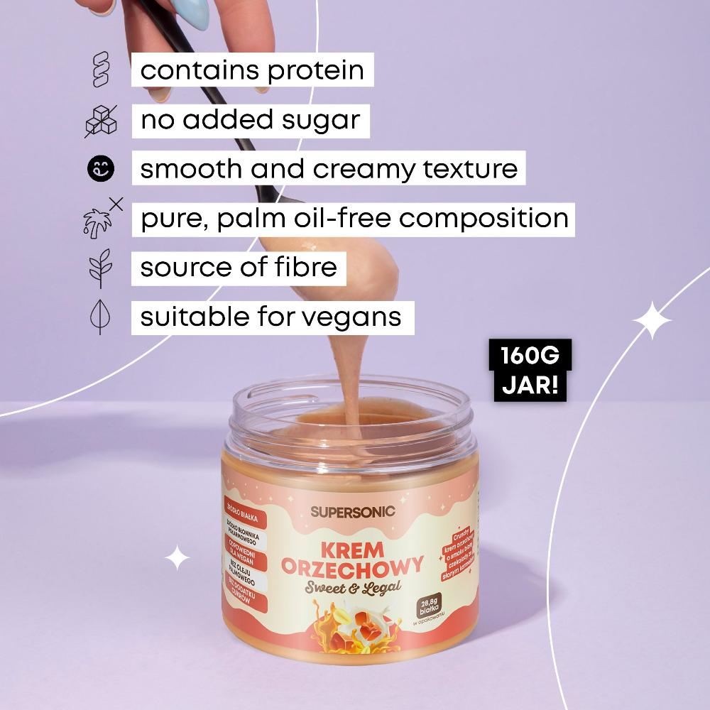 SUPERSONIC Nut Spread Crunchy with flavour of White Chocolate with Salted Caramel 160g - SUPERSONIC - Vesa Beauty