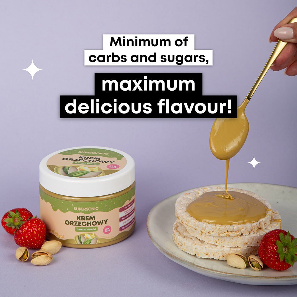 SUPERSONIC Peanut spread with pistachio flavour LOW CARB 250g - SUPERSONIC - Vesa Beauty