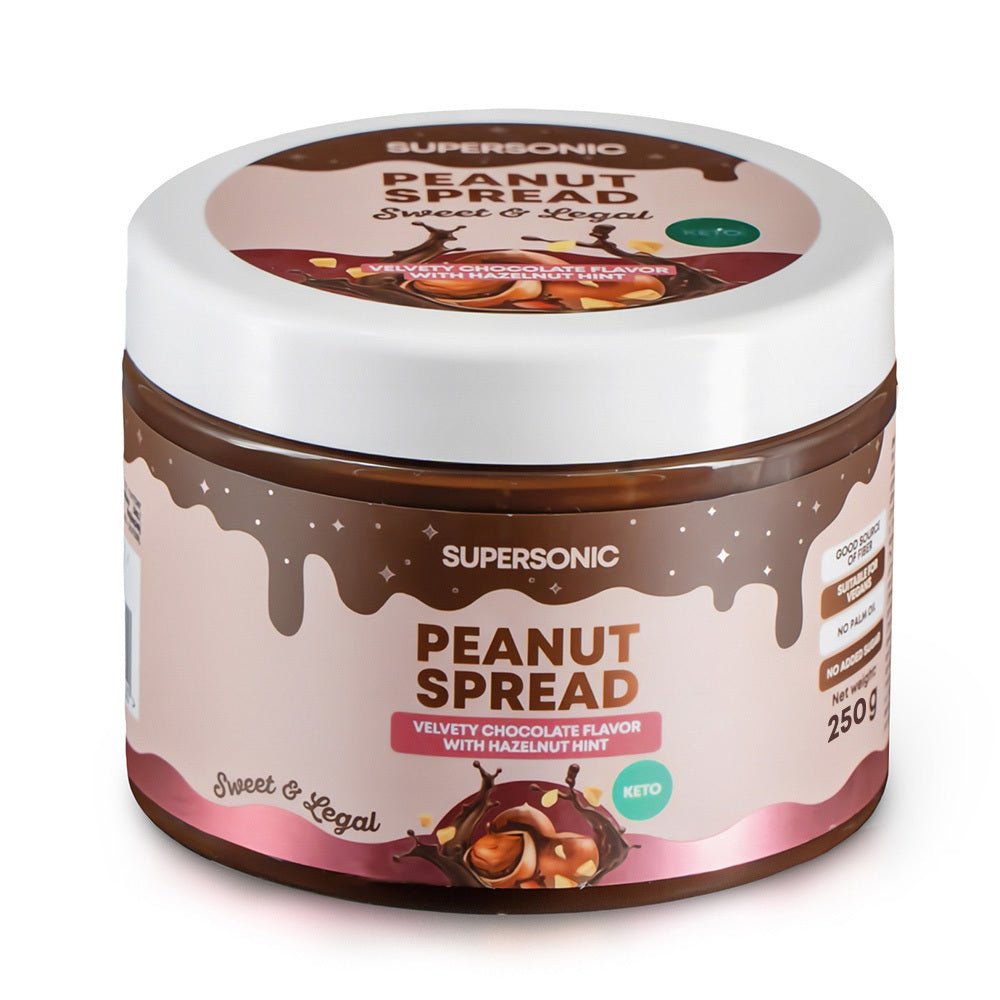 SUPERSONIC Peanut Spread with Velvety Chocolate flavour with Hazelnut hint LOW CARB 250g - SUPERSONIC - Vesa Beauty