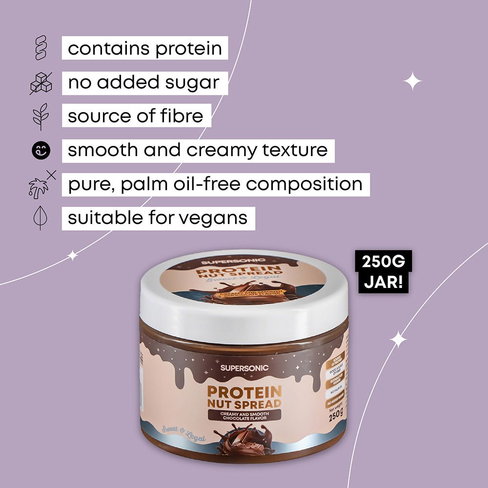 SUPERSONIC Protein Nut Spread with Creamy & Smooth Chocolate Flavour 250g - SUPERSONIC - Vesa Beauty